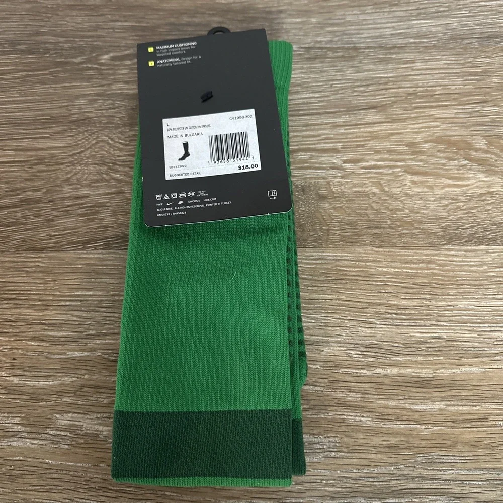 Nike Factory Team Crew Soccer Socks Green Cushioned Dri-FIT Adult Large NWT